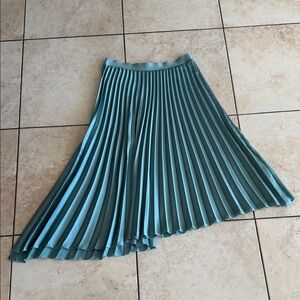 Zara Pleated Asymmetrical
Midi Skirt in Teal Blue